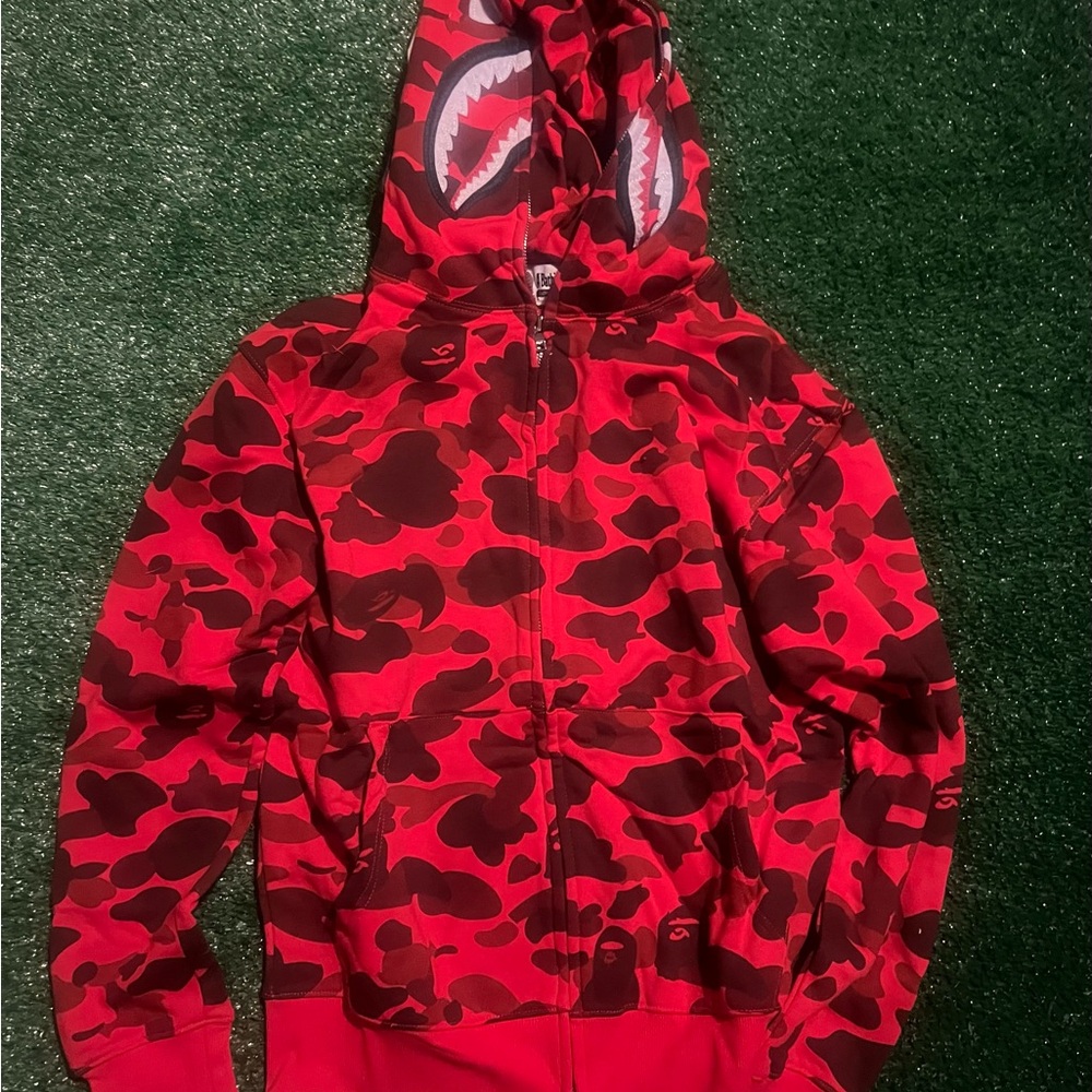 Bape Red and Black Camo Hoodie